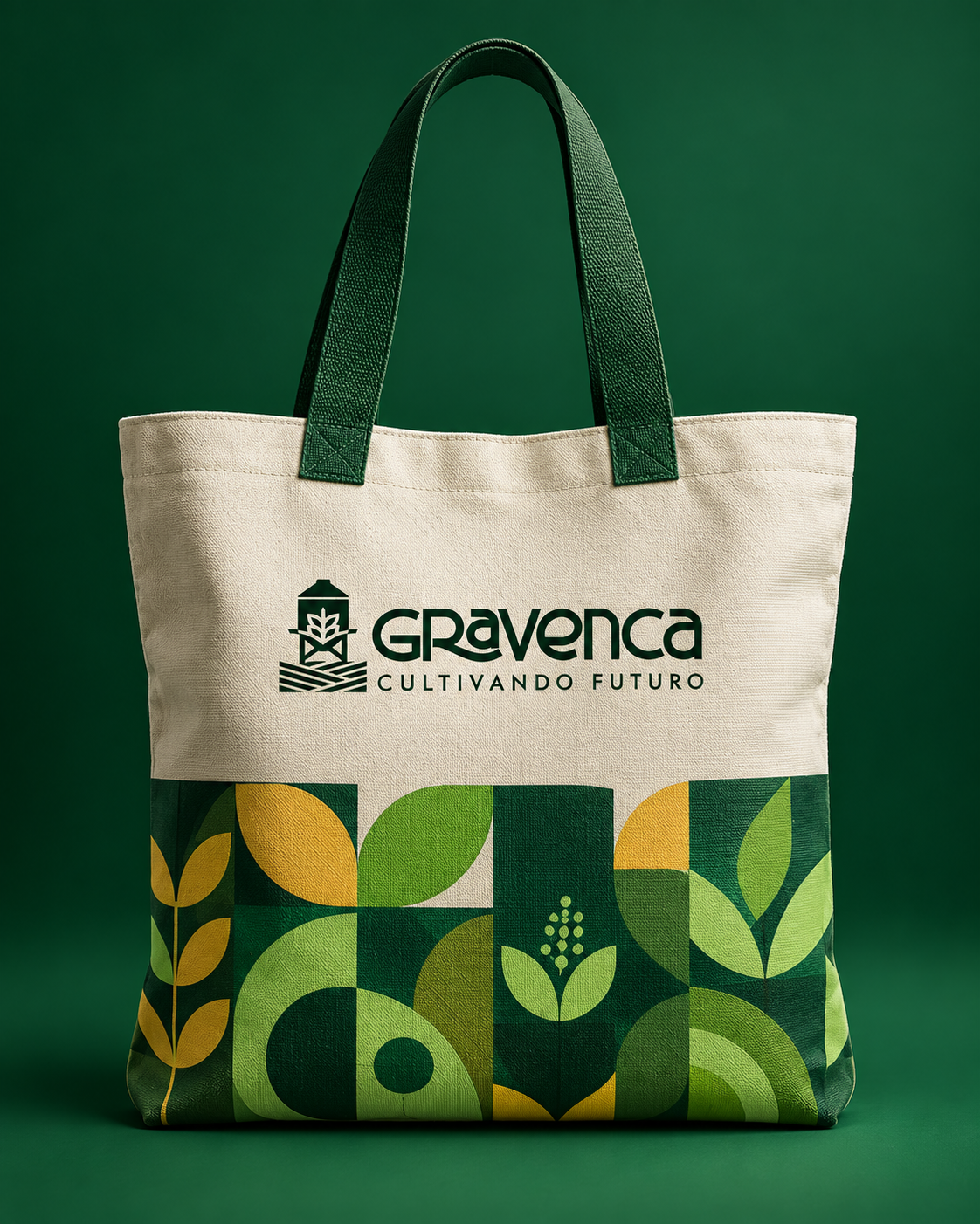 Tote bag Gravenca en arena y verde