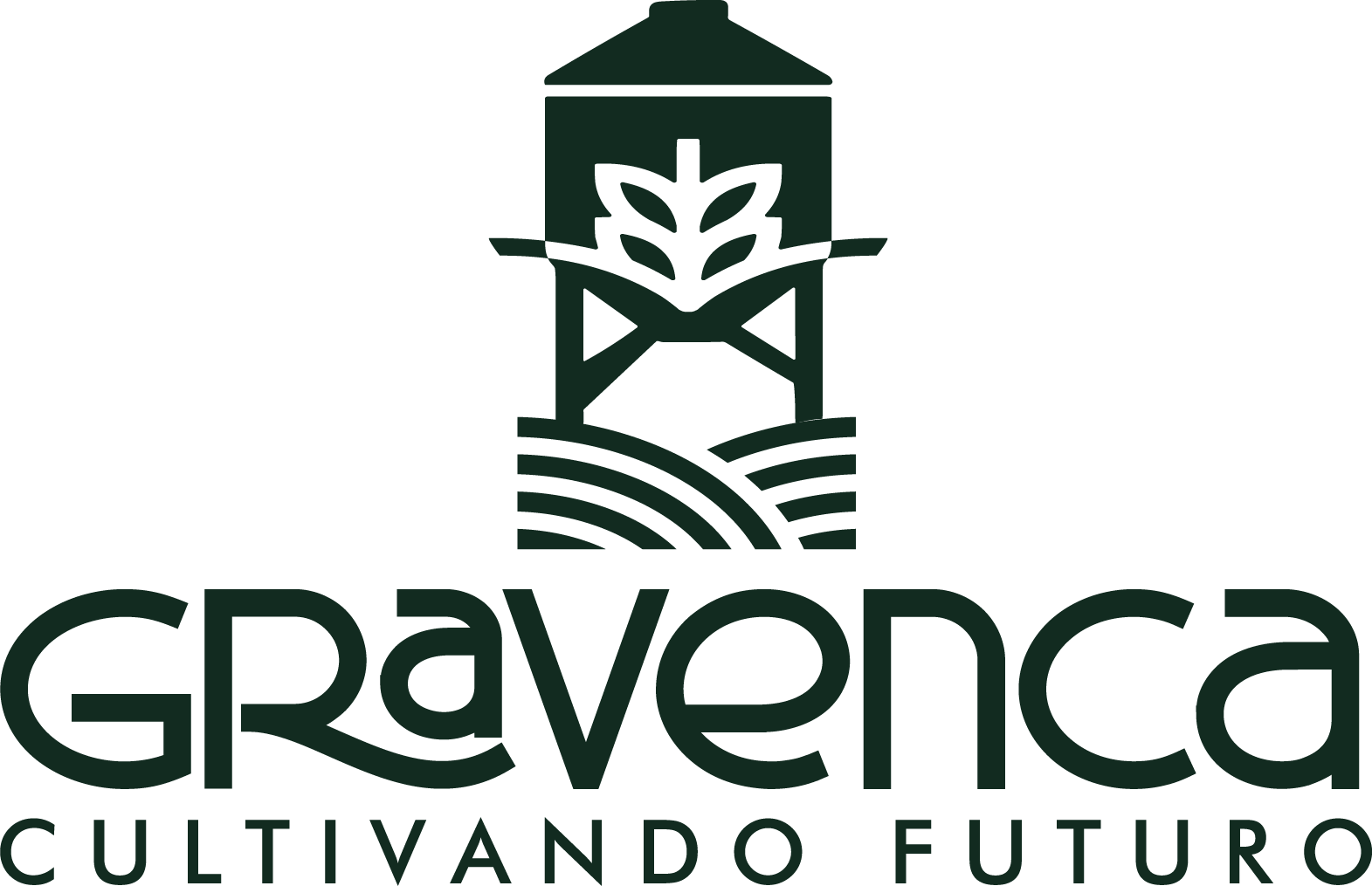 Gravenca con slogan, vertical, verde oscuro